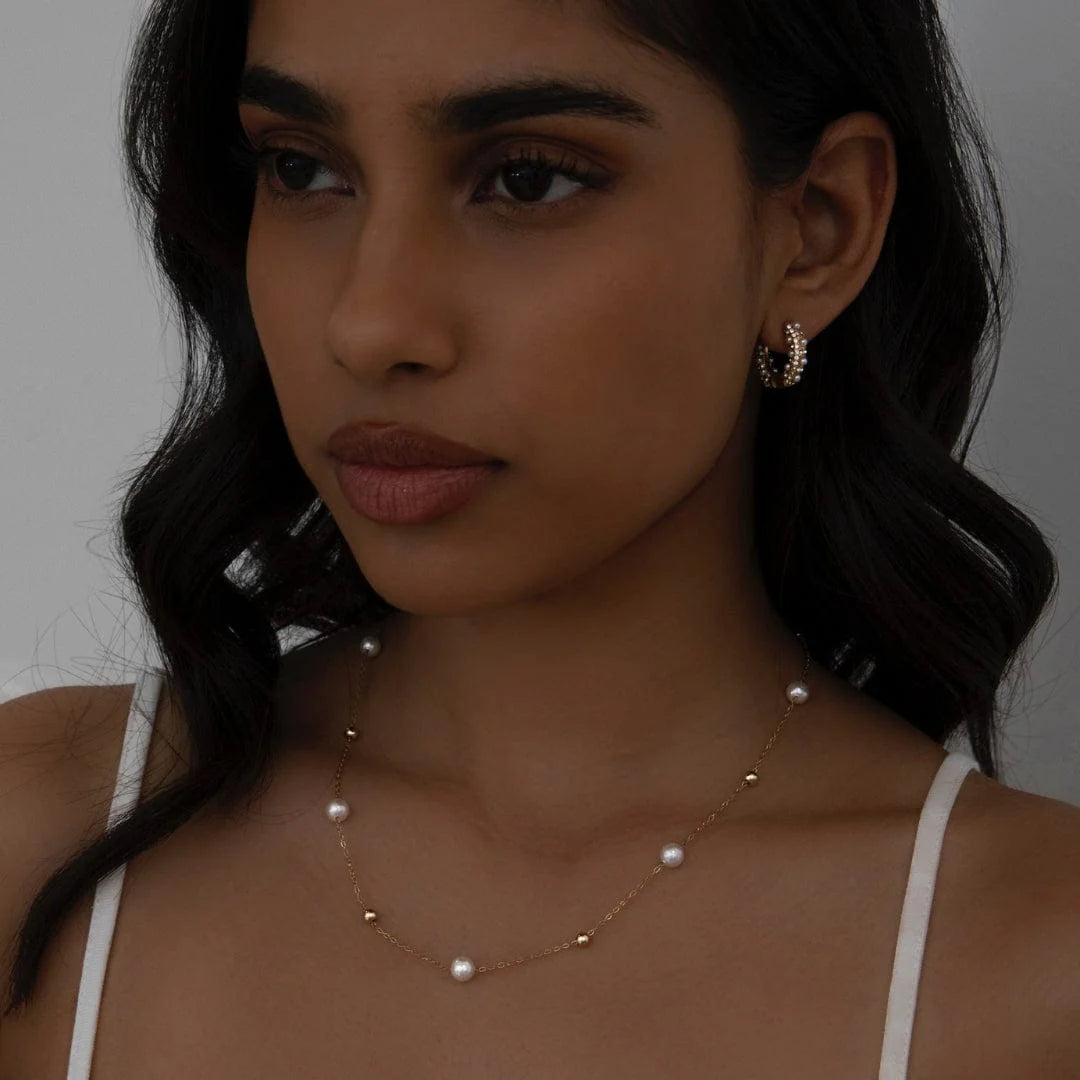 Alicia Pearl Hoop Earrings