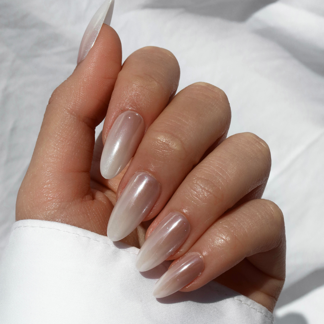 White Shimmer Ombre - Long Oval